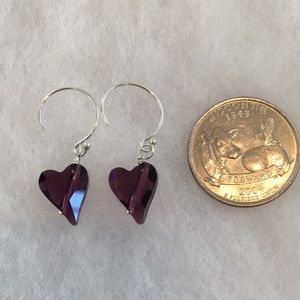 NEW Swarovski Amethyst  Sterling Silver Earrings
